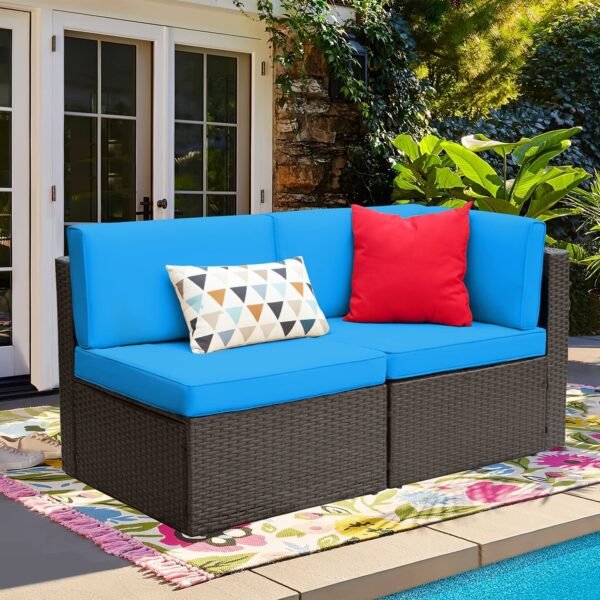 IIOF Rattan wicker 2 Seater sofa set for Outdoor and Garden Patio.