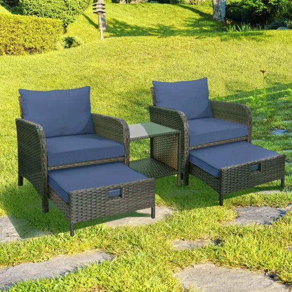 IIOF Outdoor Space with Wicker Rattan Lounge Chairs (Door Chair).