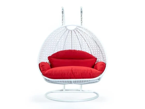 IIOF Outdoor/Balcony/Garden Furniture Double Seater Hanging Swing Chair with Stand (White & Red)). - Image 4