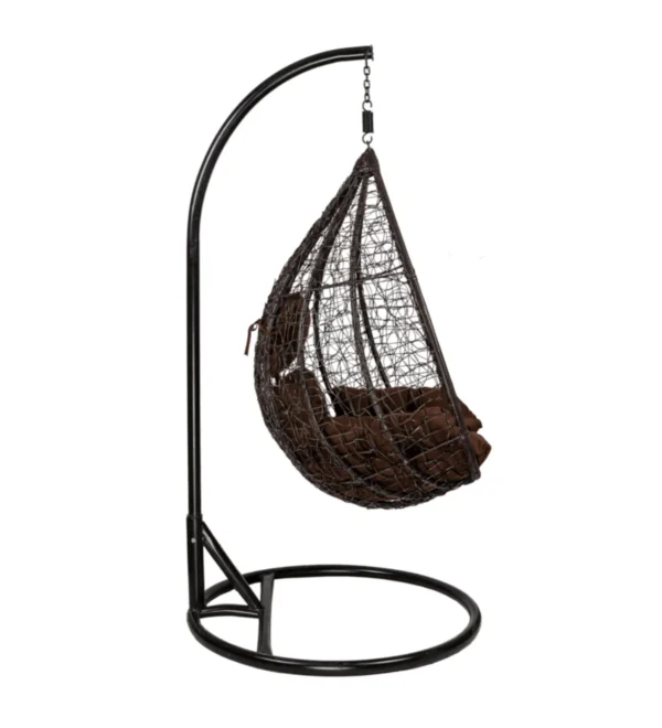 IIOF Outdoor/Indoor/Balcony/Garden Swing Chair with Stand and Cushion Set (Dark Brown & brown) ) - Image 5