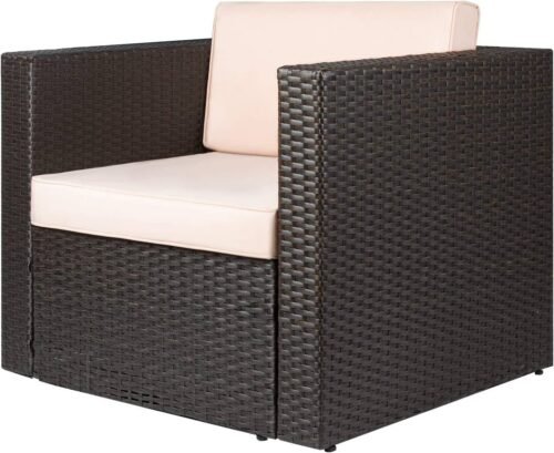 IIOF Indoor/Outdoor Sofa 1-Piece (Dark Brown/Cream)