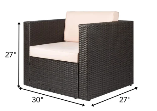 IIOF Indoor/Outdoor Sofa 1-Piece (Dark Brown/Cream) - Image 3