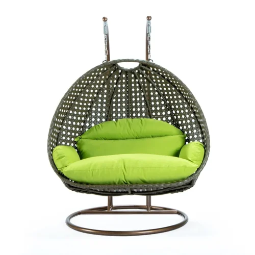IIOF Outdoor/Garden Furniture Double Seater Hanging Swing Chair with Stand (Dark Brown & Light Green)). - Image 2