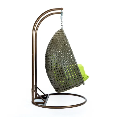 IIOF Outdoor/Garden Furniture Double Seater Hanging Swing Chair with Stand (Dark Brown & Light Green)). - Image 3