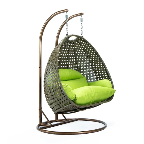 IIOF Outdoor/Garden Furniture Double Seater Hanging Swing Chair with Stand (Dark Brown & Light Green)). - Image 4