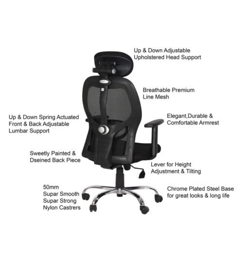 IIOF New York Superb Office Chair, High Back Mesh Ergonomic Home Office Desk Chair with 2D Adjustable Armrests & Lumbar Support, Knee-Tilt Mechanism & Heavy Duty Metal Base. - Image 7