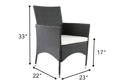 IIOF Dark Brown Patio Dining Chairs Set of 2 with Cream Cushion. - Image 2