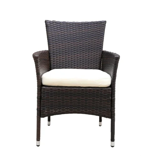 IIOF Dark Brown Patio Dining Chairs Set of 2 with Cream Cushion. - Image 4